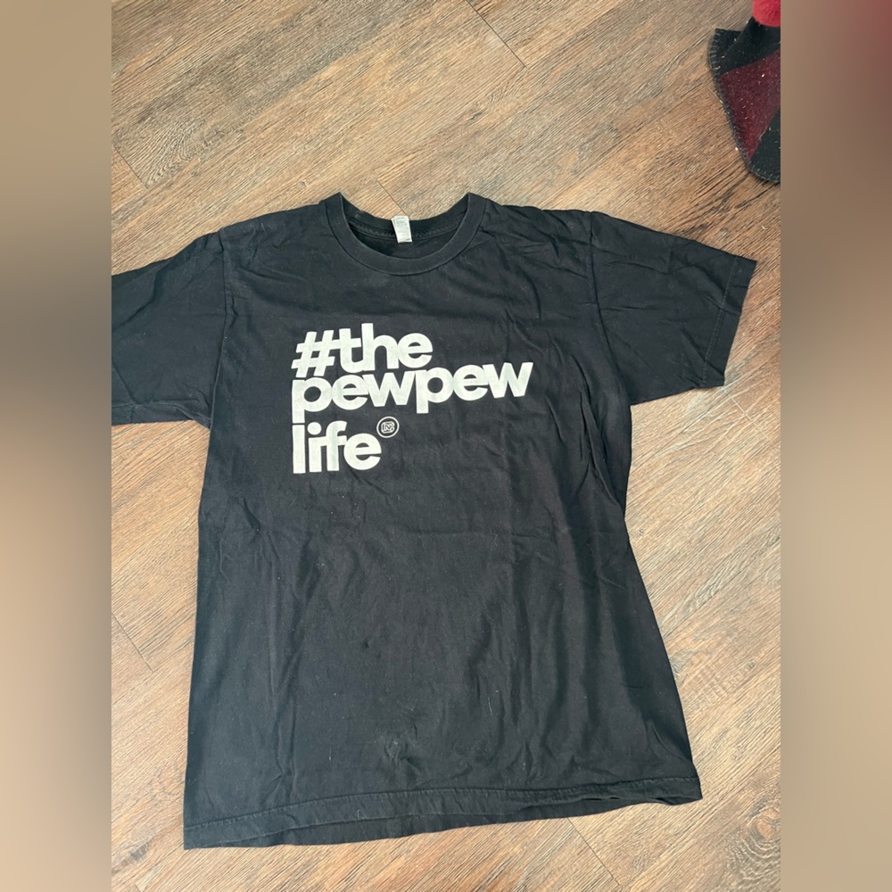 Size medium American apparel #thepewpewlife black shirt.  Pew pew life